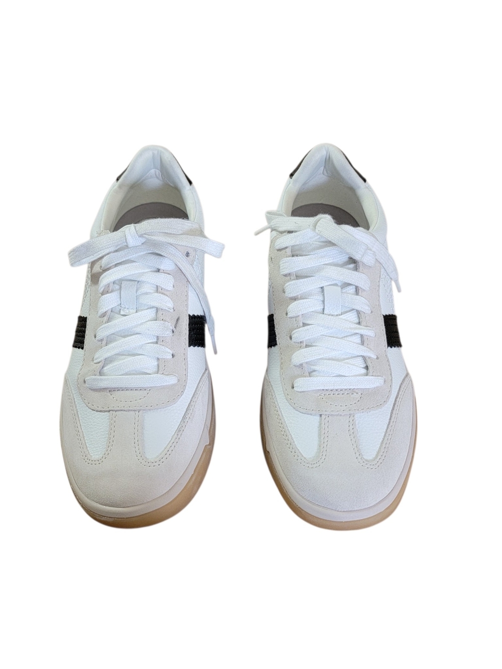 Vionic City Walk White Leather Athletic Sneaker with Black Stripe and Gum Sole - Picture 11 of 11